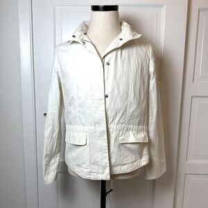 Concept UK Jacket Womens 38 White Hooded Zip Floral Lined Lightweight Parka Coat